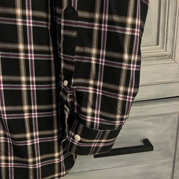 Peter Millar Black & Purple Plaid Cotton Lightweight Long Sleeve Button Down - Picture 2 of 7